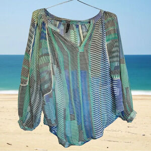 Kas New York Sheer Striped Blouse size XS
